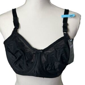 BALI womens black lace unlined full coverage underwire bra 38C DF0180 NWT
